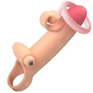 Romance Vibrating Penis Sleeve Natural with TPE and Stimulator