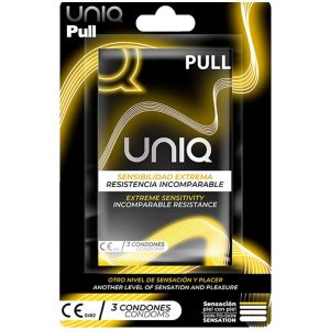 Uniq Pull Latexvrije Condooms met Strepen, 3 stuks, helder Uniq Pull Latexvrije Condooms met Strepen, 3 stuks, helder - Afbeelding 1
