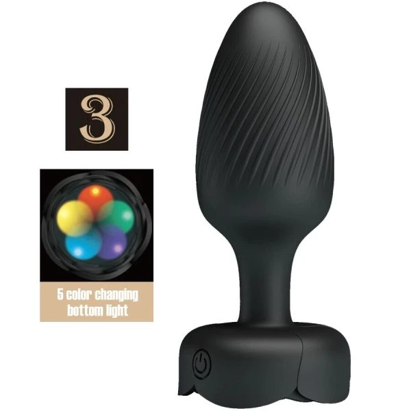 Anal Toys Pretty Love Osborn Anaalplug met LED-licht en vibratie, zwart