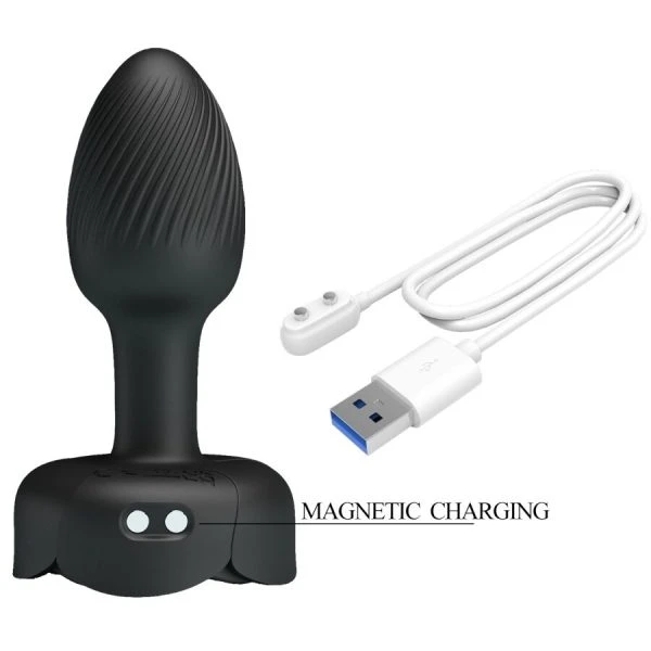 Anal Toys Pretty Love Olman Anaalplug met LED-licht en vibratie, Zwart