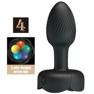 Anal Toys Pretty Love Olman Anal Plug mit LED-Licht und Vibration, Schwarz