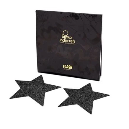 Bijoux Flash Collection zelfklevende tepelstukjes met glitter zwart Bijoux Flash Collection zelfklevende tepelstukjes met glitter zwart