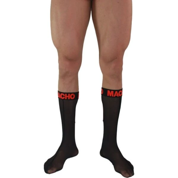 Macho Underwear halfdoorzichtige fetisj sokken zwart/rood one size