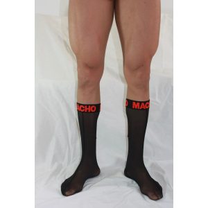 Macho Underwear halfdoorzichtige fetisj sokken zwart/rood one size Macho Underwear halfdoorzichtige fetisj sokken zwart/rood one size - Afbeelding 4