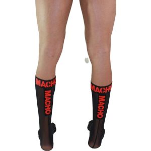 Macho Underwear halfdoorzichtige fetisj sokken zwart/rood one size Macho Underwear halfdoorzichtige fetisj sokken zwart/rood one size - Afbeelding 2
