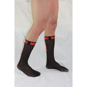Macho Underwear halfdoorzichtige fetisj sokken zwart/rood one size Macho Underwear halfdoorzichtige fetisj sokken zwart/rood one size - Afbeelding 6