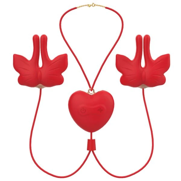 Armony Stimulators magnetische tepelklemmen met vibratie vlindervorm rood Armony Stimulators magnetische tepelklemmen met vibratie vlindervorm rood