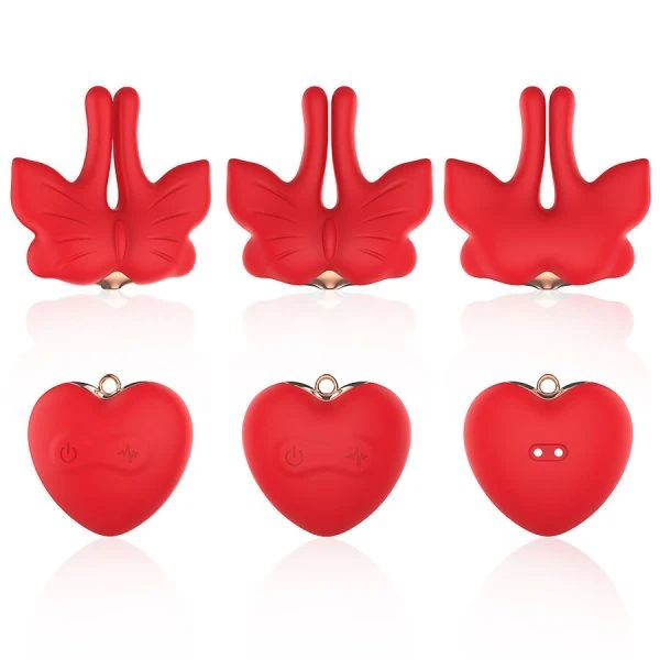 Armony Stimulators magnetische tepelklemmen met vibratie vlindervorm rood Armony Stimulators magnetische tepelklemmen met vibratie vlindervorm rood
