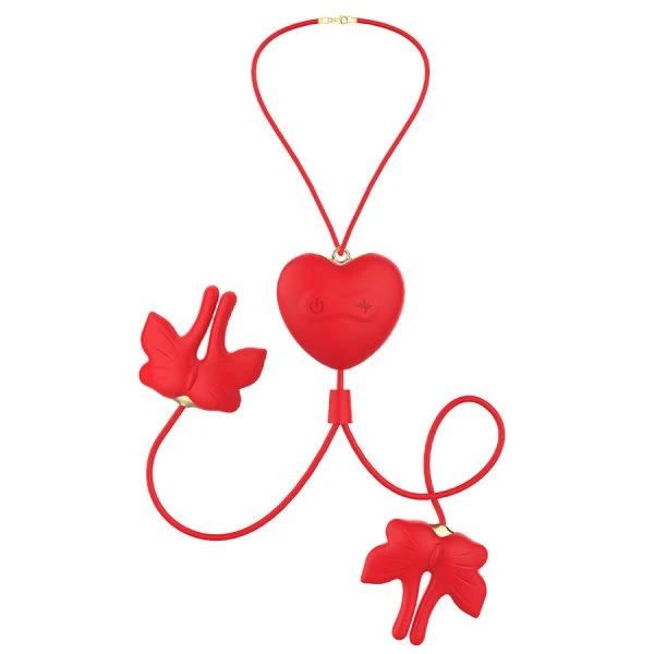 Armony Stimulators magnetische tepelklemmen met vibratie vlindervorm rood Armony Stimulators magnetische tepelklemmen met vibratie vlindervorm rood
