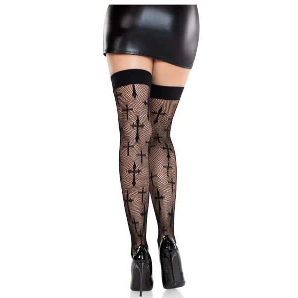 LEG Avenue Hosiery Worship Me Netkousen met kruispatroon Zwart LEG Avenue Hosiery Worship Me Netkousen met kruispatroon Zwart