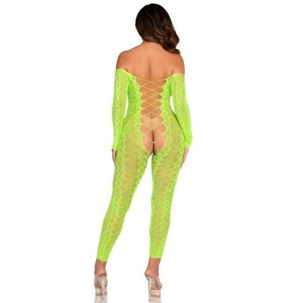 Leg Avenue Bodystocking zonder kruis met slangenprint neon groen