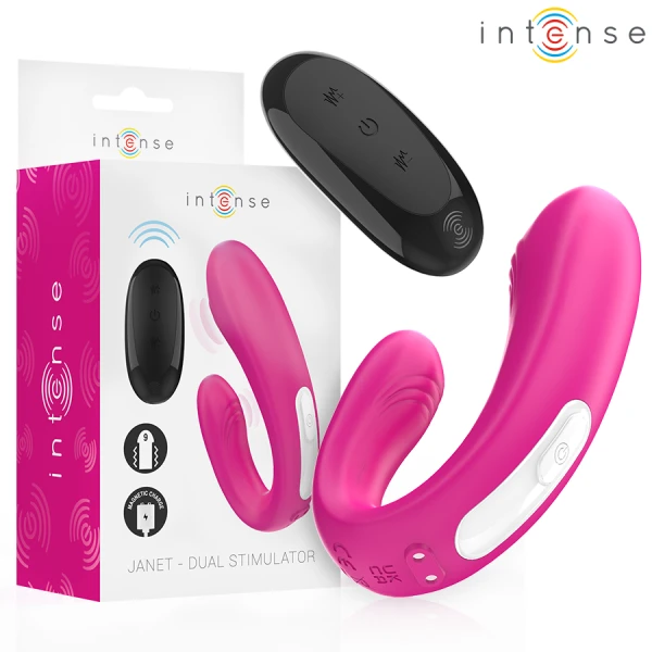 Intense Janet U-förmiger Stimulator und Vibrator mit Fernbedienung rosa
