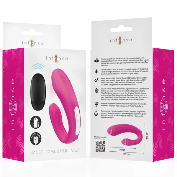 Intense Janet U-förmiger Stimulator und Vibrator mit Fernbedienung rosa
