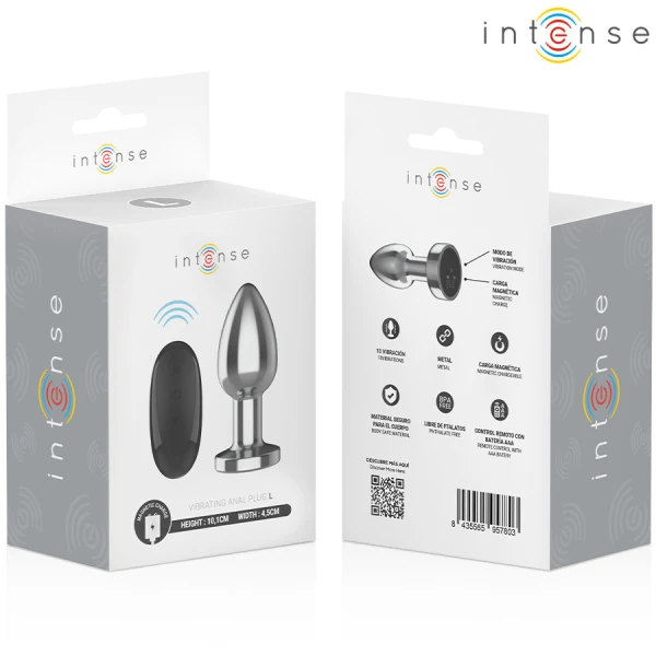 Intense Anal Toys Anaalplug met 10 trillingen en afstandsbediening, maat L, aluminium