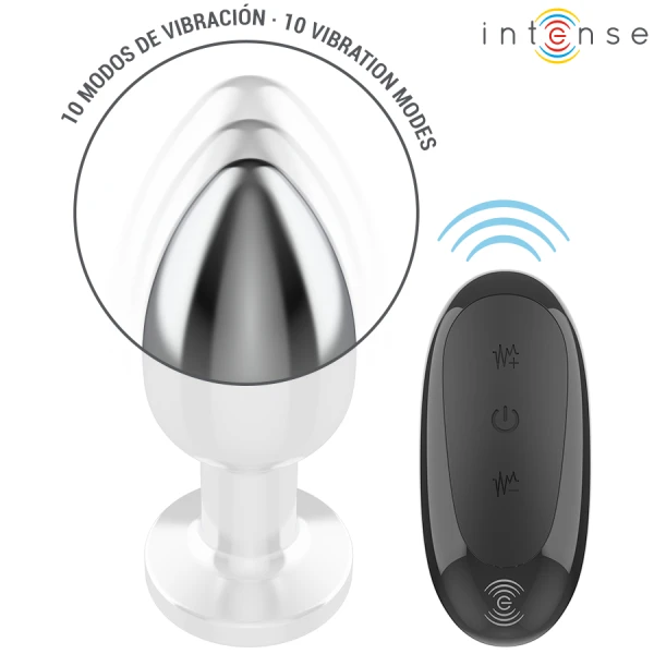 Intense Anal Toys Anaalplug met 10 trillingen en afstandsbediening, maat L, aluminium