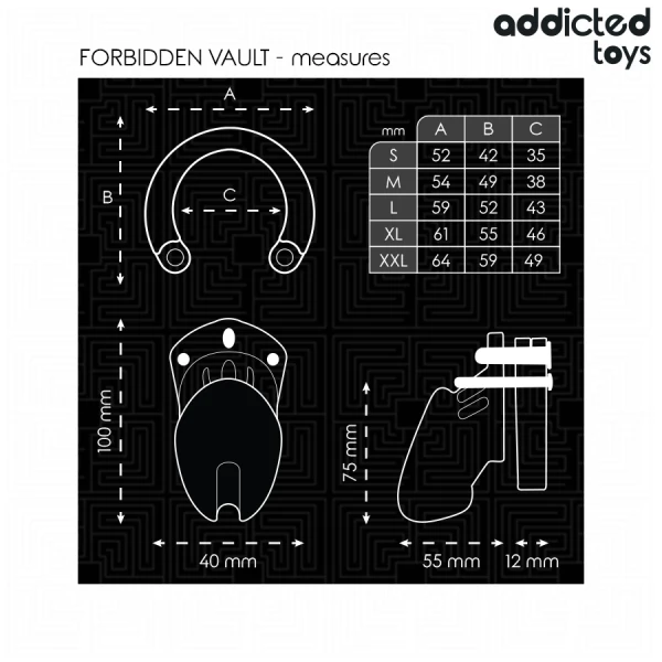 Addicted Toys Kuusheidskooi Locked met 5 ringen, 10 cm