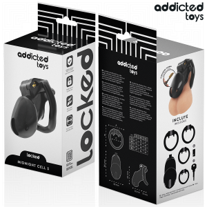 Addicted Toys Locked Keuschheitskäfig Midnight Cell Maat S met 4 ringen Addicted Toys Locked Keuschheitskäfig Midnight Cell Maat S met 4 ringen - Afbeelding 6