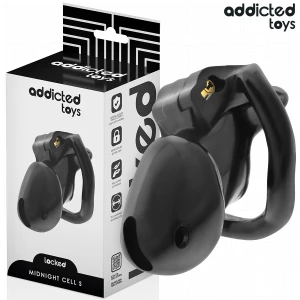 Addicted Toys Locked Chastity Cage Midnight Cell Size S with 4 Rings