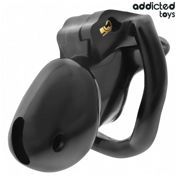 Addicted Toys Locked Keuschheitskäfig Midnight Cell Maat S met 4 ringen