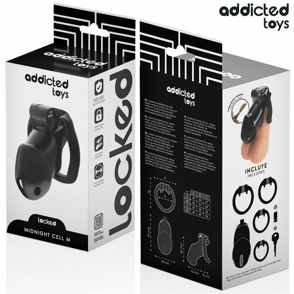 Addicted Toys Keuschheitskäfig Locked Midnight Cell Maat M