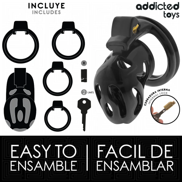Addicted Toys Locked Keuschheitskäfig mit 4 Ringen 80 mm Addicted Toys Locked Keuschheitskäfig mit 4 Ringen 80 mm