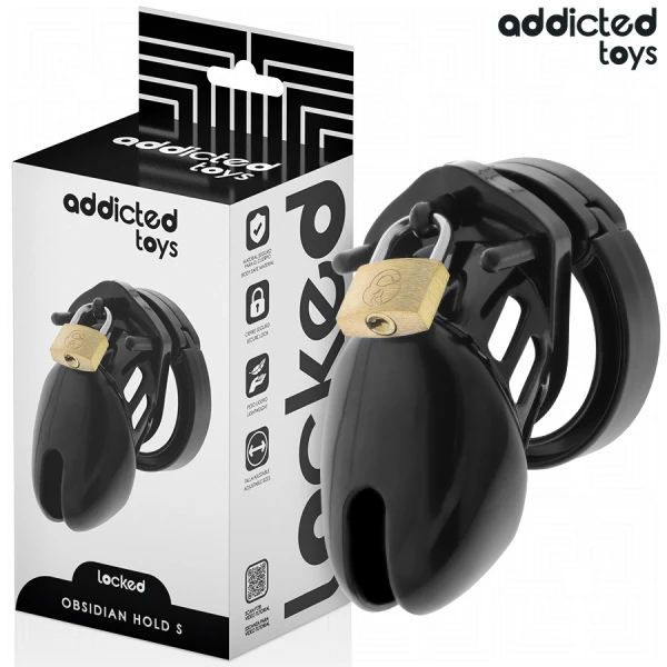 Addicted Toys Locked Peniskäfig Obsidian Hold Größe S