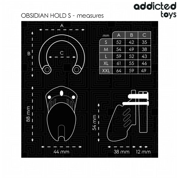 Addicted Toys Locked Peniskäfig Obsidian Hold Größe S