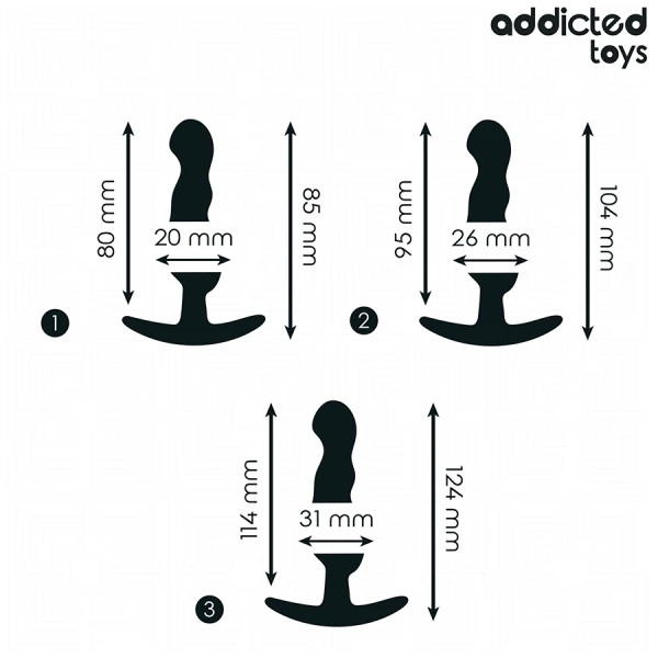 Addicted Toys Analplug-Set 3-teilig mit Silikon, klein bis groß