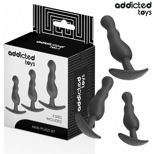 Addicted Toys Analplug-Set 3-teilig mit Silikon, klein bis groß