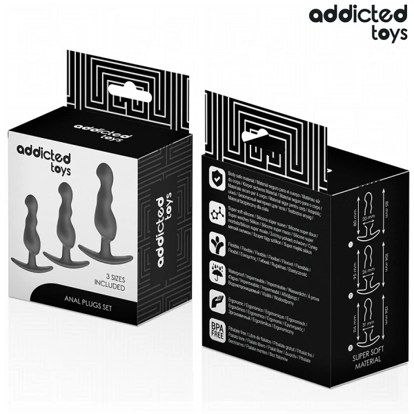 Addicted Toys Analplug-Set 3-teilig mit Silikon, klein bis groß