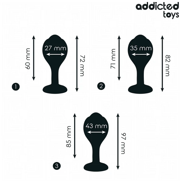 Addicted Toys 3er-Set Anaalpluggen met Juweel, medisch siliconen, drie maten