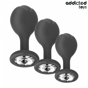 Addicted Toys 3er-Set Anaalpluggen met Juweel, medisch siliconen, drie maten Addicted Toys 3er-Set Anaalpluggen met Juweel, medisch siliconen, drie maten - Afbeelding 2