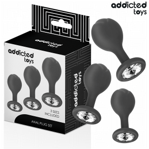 Addicted Toys 3er-Set Anaalpluggen met Juweel, medisch siliconen, drie maten Addicted Toys 3er-Set Anaalpluggen met Juweel, medisch siliconen, drie maten - Afbeelding 1