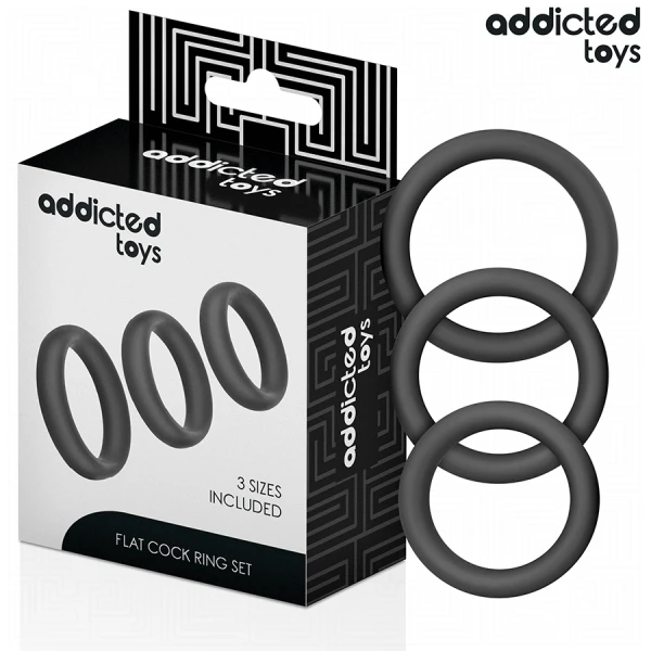 Addicted Toys Penisringen van siliconen plat, set van 3
