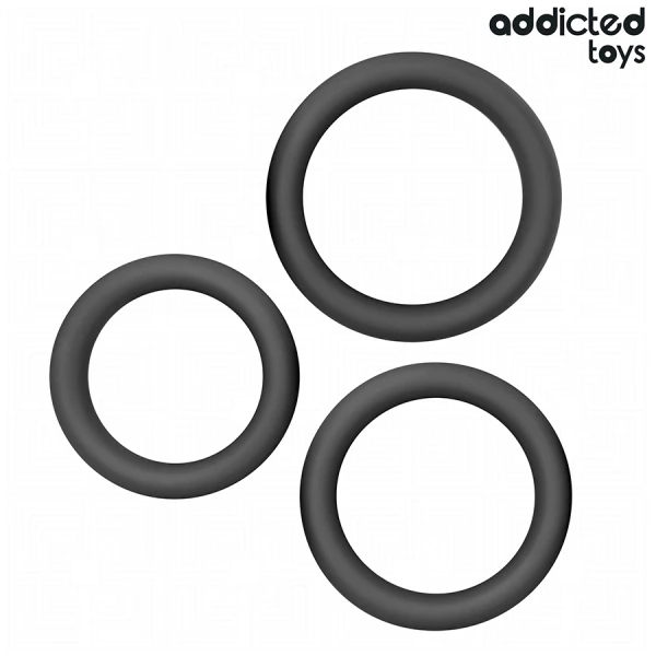 Addicted Toys Penisringen van siliconen plat, set van 3