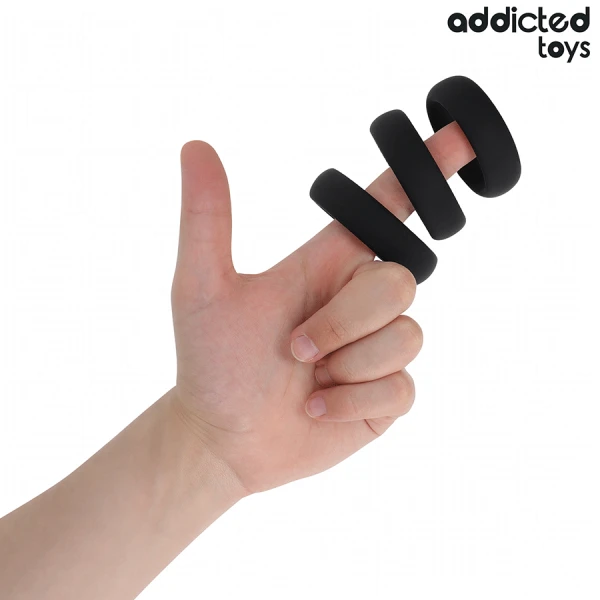 Addicted Toys Penisringen van siliconen plat, set van 3