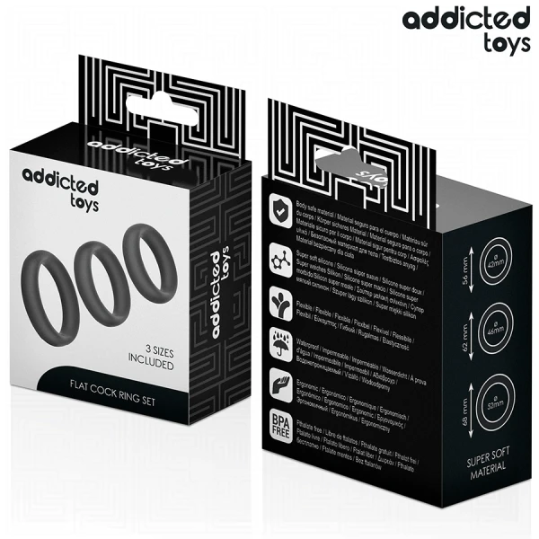 Addicted Toys Penisringen van siliconen plat, set van 3