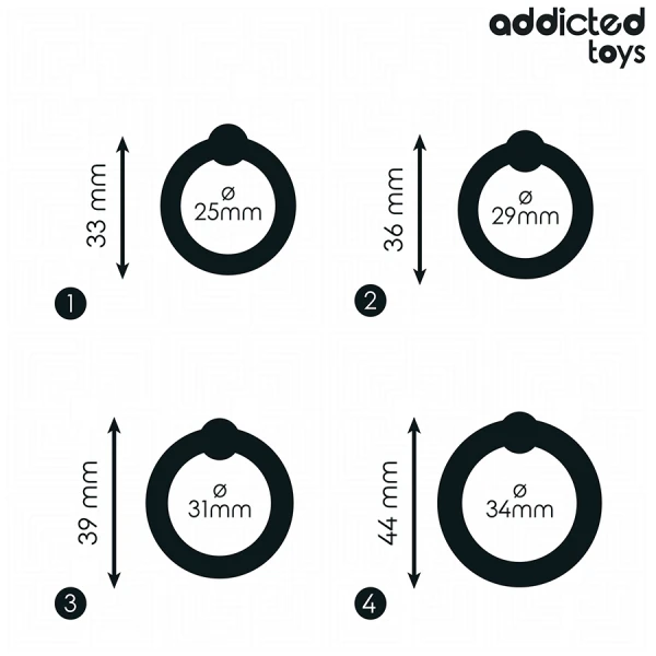 Addicted Toys Druckring-Set aus Silikon mit vier Größen