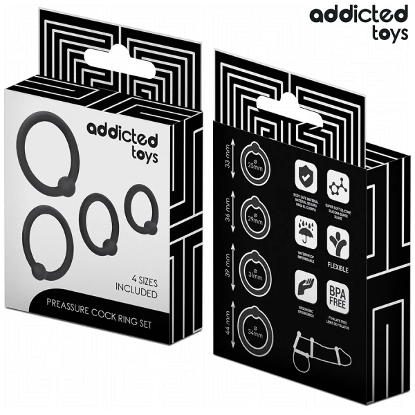 Addicted Toys Druckring-Set aus Silikon mit vier Größen