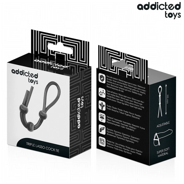 Addicted Toys Silicone Penis Ring Triple Loop with Ball, 195 mm