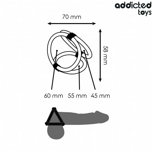 Addicted Toys Drievoudige Penisring met drie ringen 60/55/45 mm