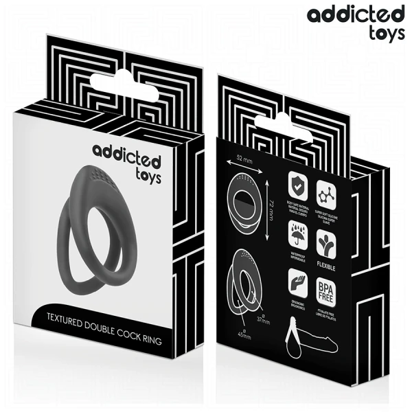 Addicted Toys Double Penis Ring with Texture, 72 mm Addicted Toys Double Penis Ring with Texture, 72 mm