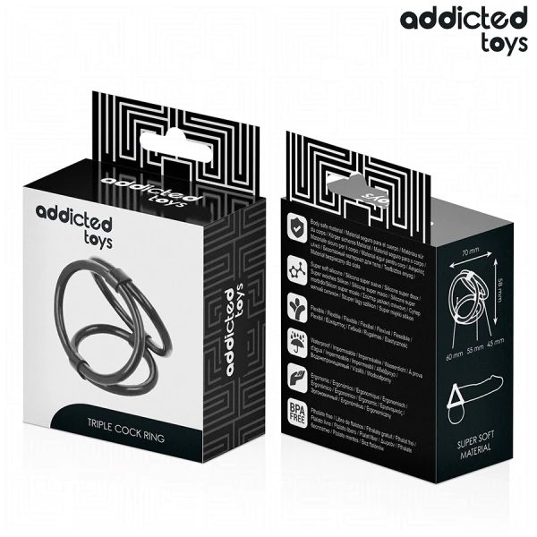 Addicted Toys Drievoudige Penisring met drie ringen 60/55/45 mm
