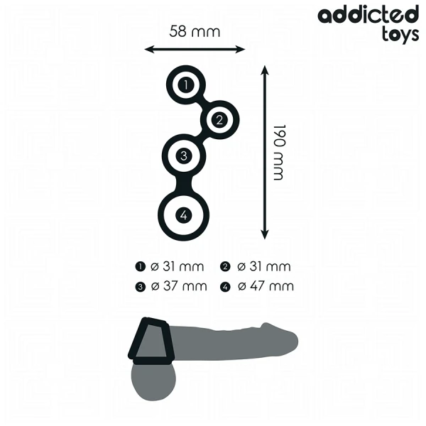 Addicted Toys Penisring met balverdelers voor gerichte stimulatie Addicted Toys Penisring met balverdelers voor gerichte stimulatie