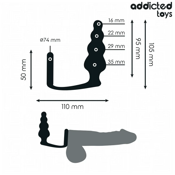 Addicted Toys Anaalplug met Ring Model 5, medisch siliconen