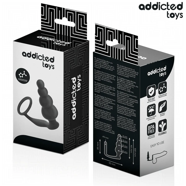 Addicted Toys Anaalplug met Ring Model 5, medisch siliconen