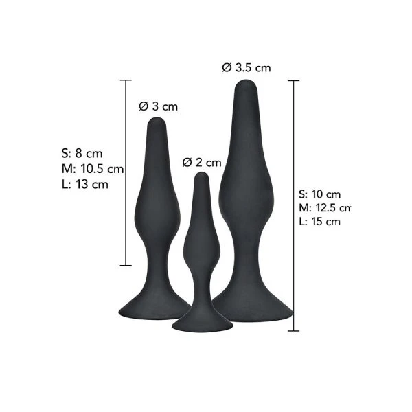 Toyjoy Anal Plug Set Curvy Companions 3-delig Silikon Zwart