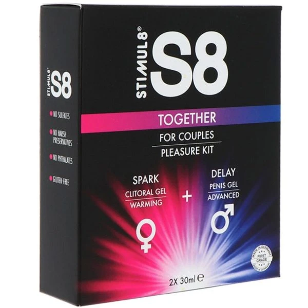 Stimul8 S8 Together Paar-Set met Clitorisgel en Vertragingsgel, 2x30 ml