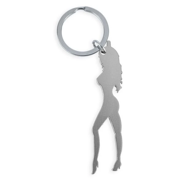 Diablo Picante Sleutelhanger met vrouwelijke silhouet en bieropener zilver