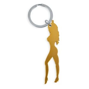 Diablo Picante Sleutelhanger met vrouwelijke silhouet en bieropener, goud